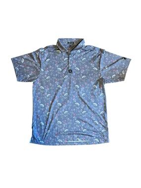 Bad Birdie Blue Floral Golf Polo